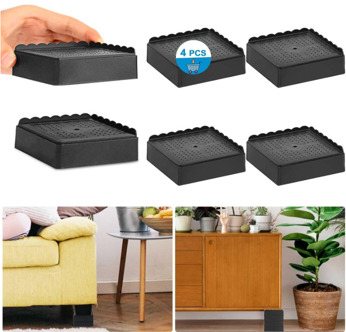 EGTTGIN Bed Risers 1″ (4-Pack) – Heavy Duty, Stackable Furniture Elevators