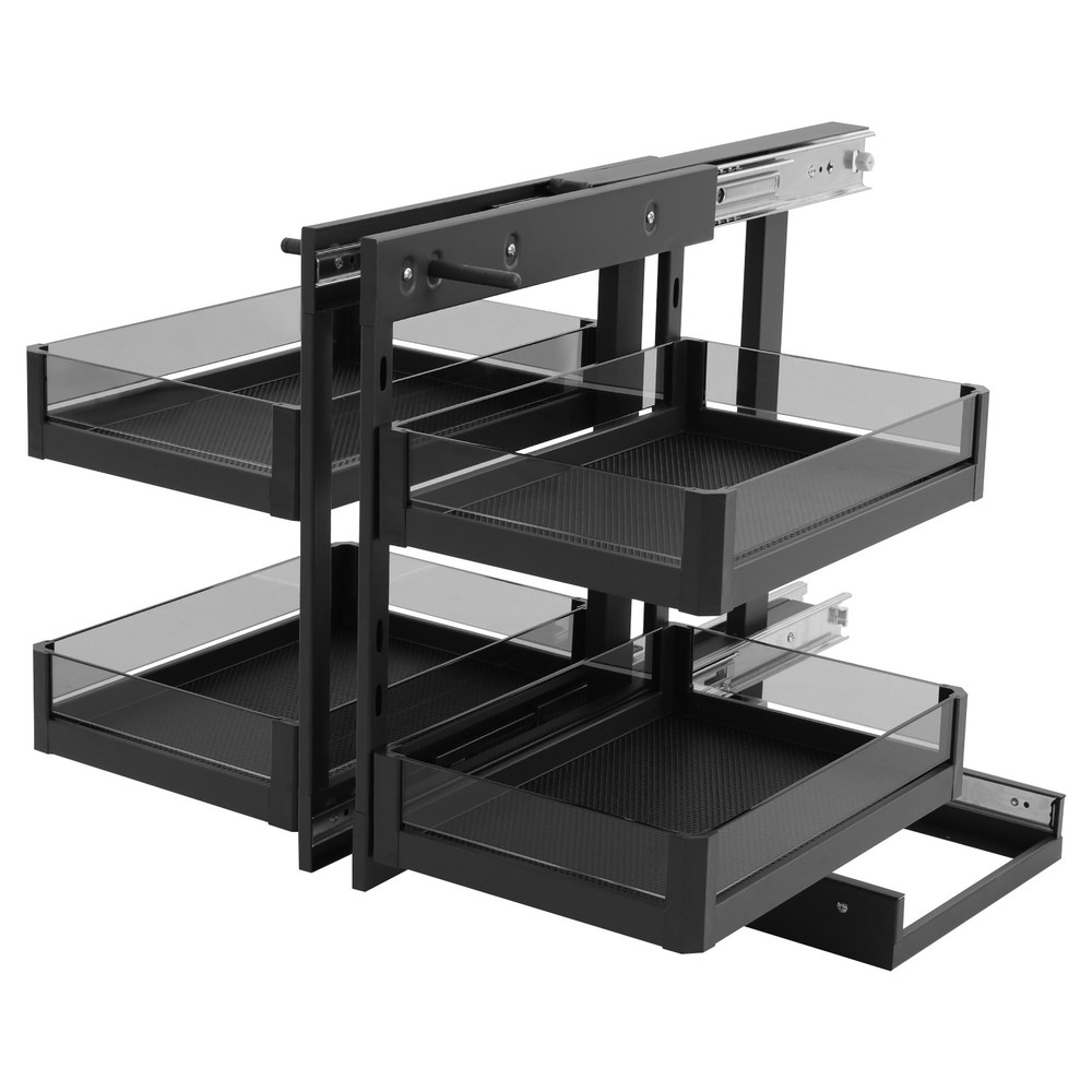 2 Tiers Kitchen Black Corner Pull Out Organizer Blind Corner Pullout Organizer