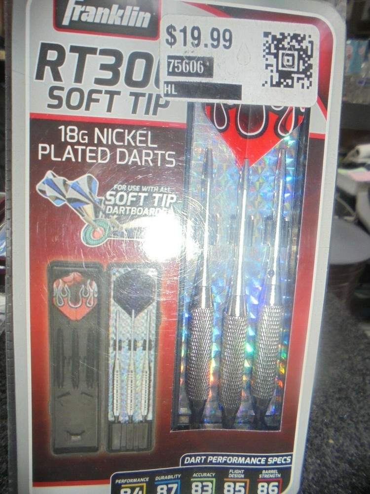FRANKLIN RT300 SOFT TIP 18G NICKEL PLATED DARTS