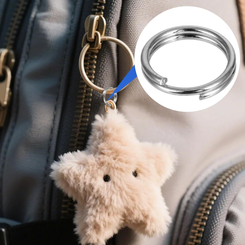 300Pcs 1/4" Small Split Ring for Keychains, Stainless Steel Double Loops round M