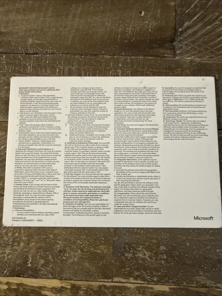 Microsoft Winpro 7 PC CD Rom