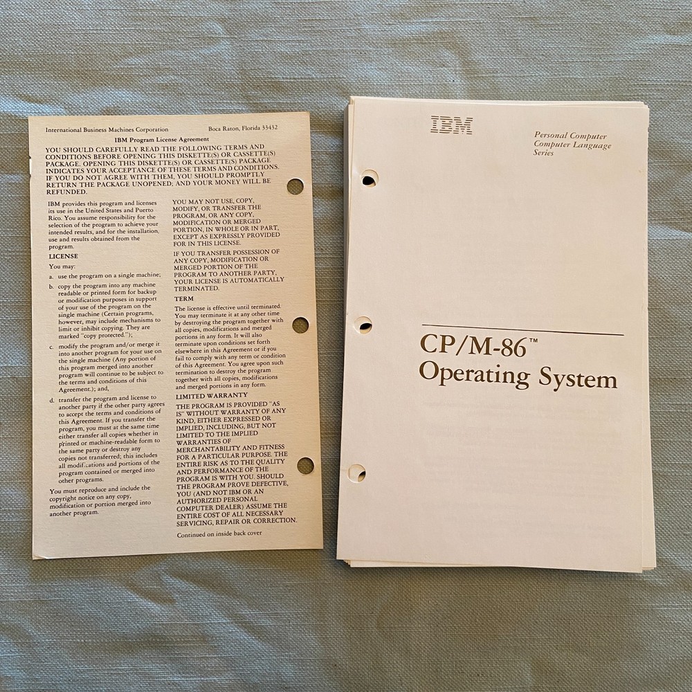 IBM Personal Computer CP/M-86 Operating System Language Series 1st Ed. 1982 Book