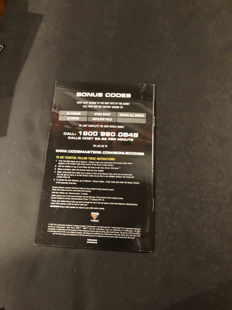grid xbox 360 Manual only