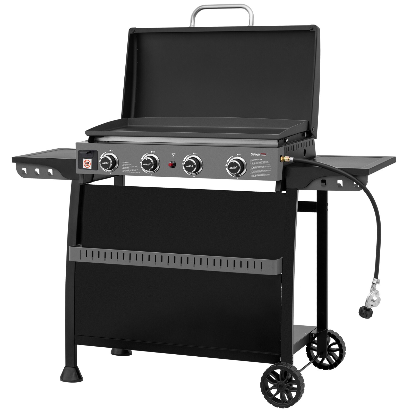 Royal Gourmet 4-Burner Tabletop Gas Griddle with Hood/Removable Standing Cart