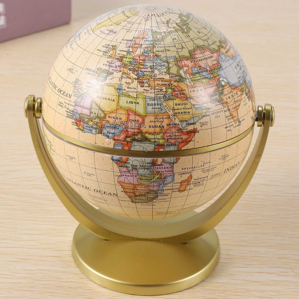Retro Rotating World Globe Earth Antique Home Desktop Decor2799