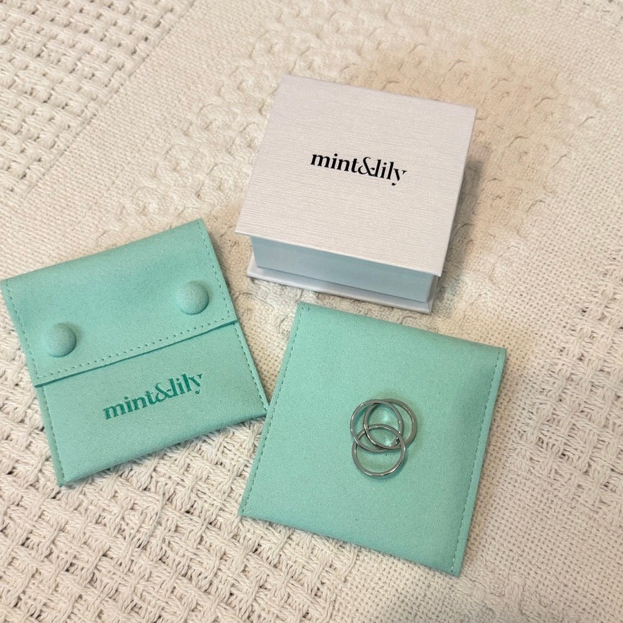 new Mint & Lily silver size 5 Dainty rolling interlocking fidget ring A3 2976