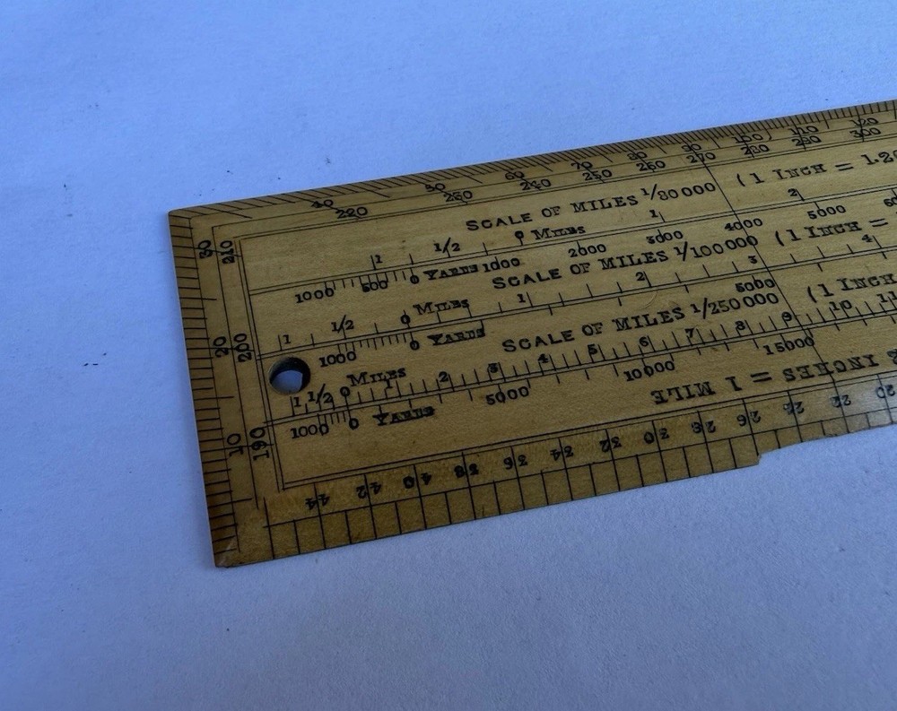 Vintage Army & Navy CSL 6" Rectangular Protractor Map Scale Measuring Ruler Tool