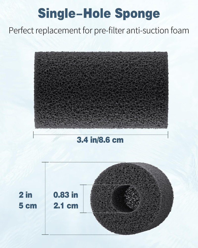 Pawfly 12 Pack Pre-Filter Sponge, Aquarium Filter Sponge 0.8" Intake Black