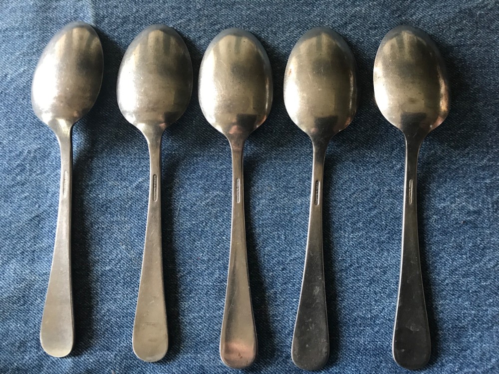 5 ORIGINAL WWII US NAVY USN MESS KIT SPOON UTENSIL