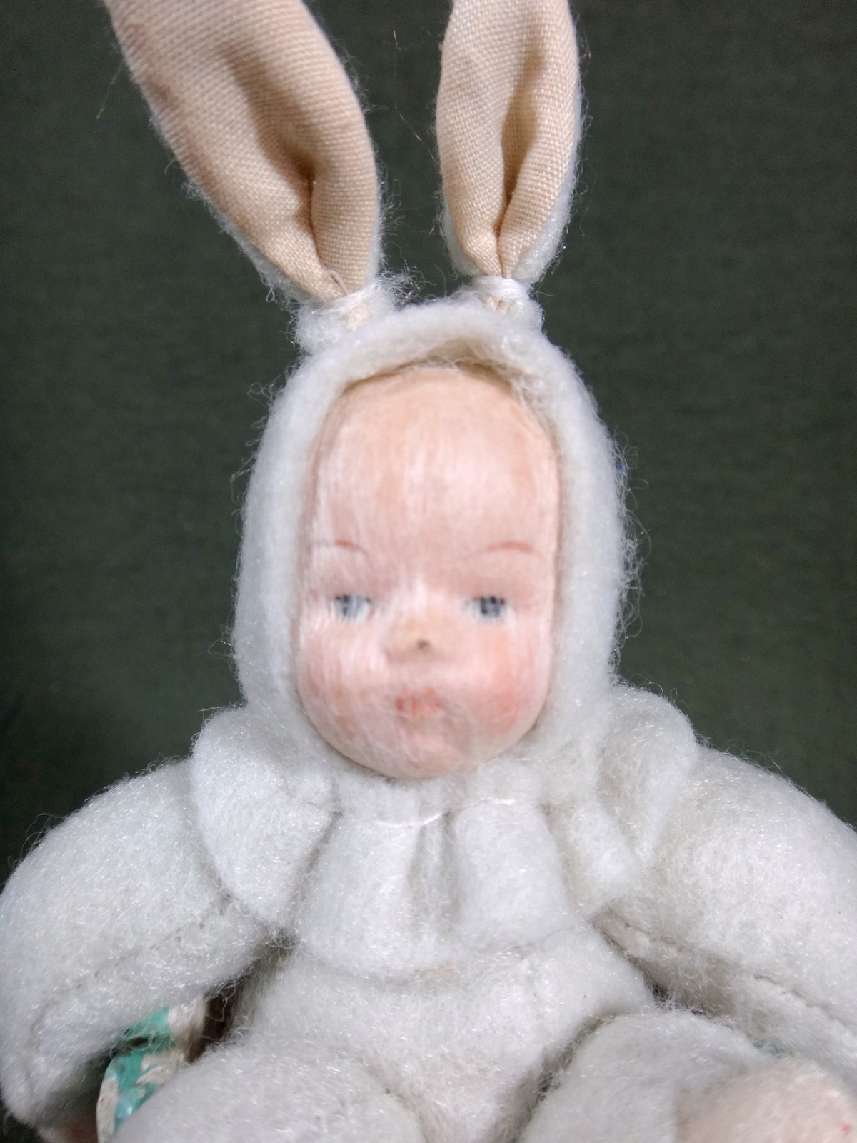 TWO vintage whimsical Spring EASTER BUNNY BABY doll RABBIT figures