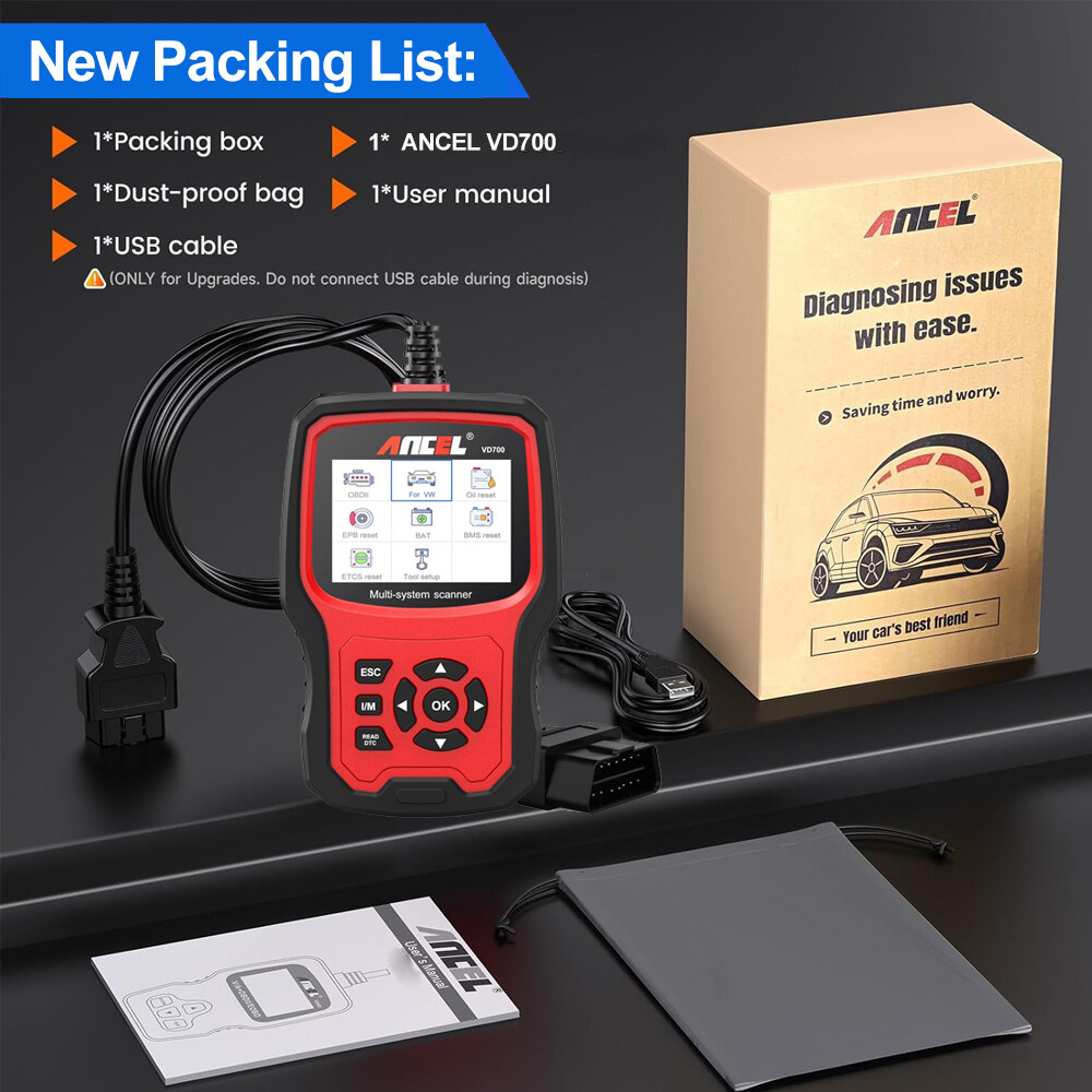 Ancel VD700-US All System Diagnostic ABS SRS DPF Car OBD2 Scanner Code Reader