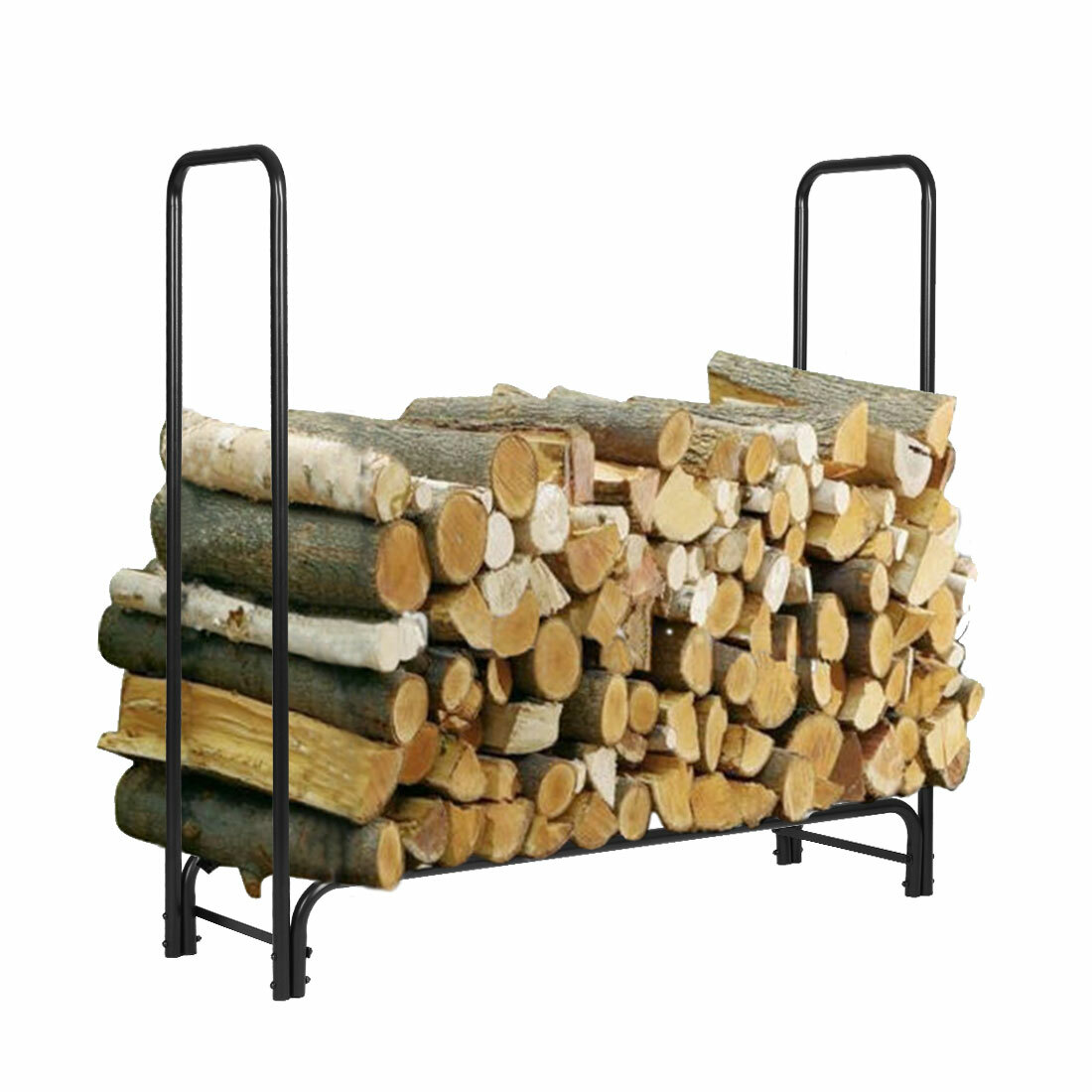 4/8ft Firewood Storage Log Rack with Waterproof Cover Heavy Duty Indoor Outdoor
