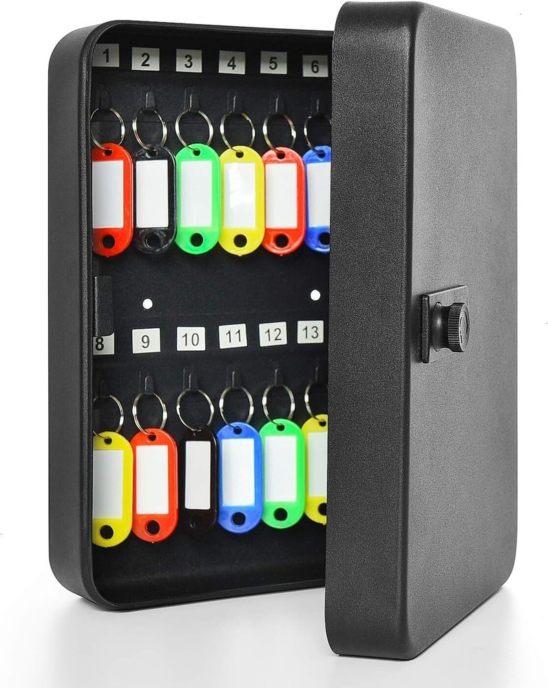 28 Key Cabinet Lock Box – Steel Security Organizer with Combo Lock, Code & Tags