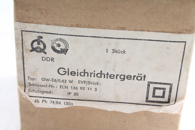 Old GDR Rectifier Device Type GW-E6/ 0.63W IP20