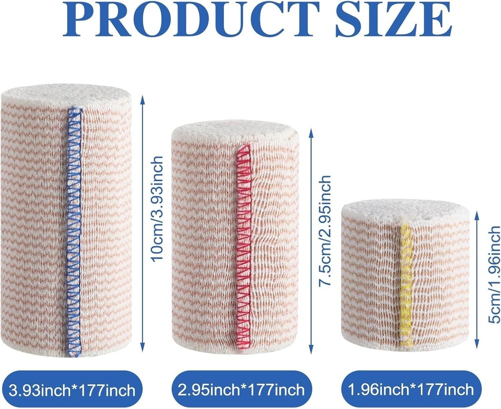 6 Pack Elastic Bandage Wrap, Compression Wrap Bandage for Legs, Self-Closing...