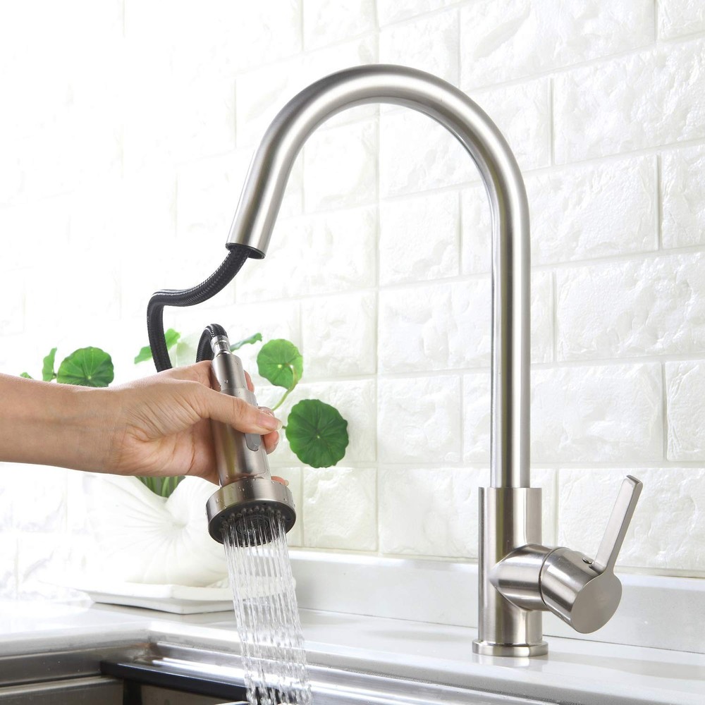 HOMELODY Pull Down Faucet Replacement, 2 Functions Sprayer Brushed Nickel