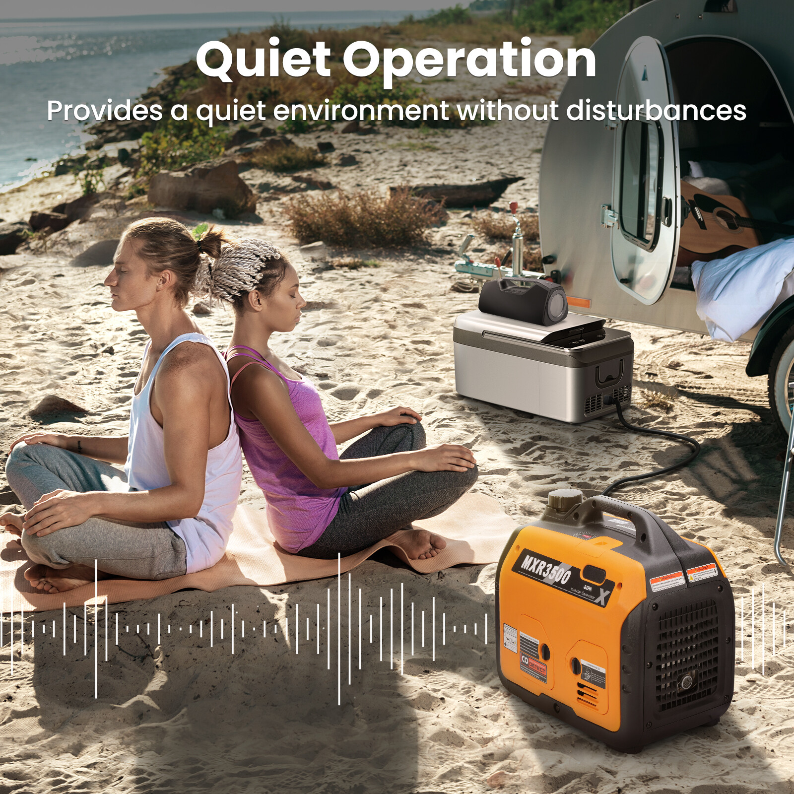 Gas Powered 3500 Watt Portable Inverter Generator Super Quiet 58 dB Home Backup
