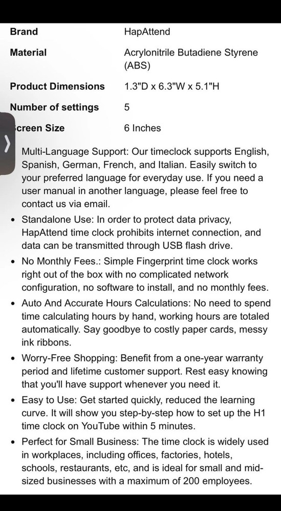 HapAttend Fingerprint Time Attendance Access Control System