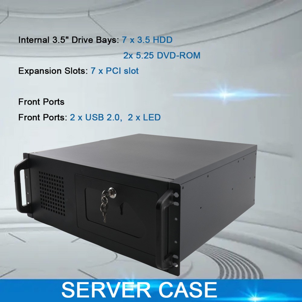 4U Server Chassis Rackmount Server Case7x 3.5'HDD Drive Bay Cabinet Case Server