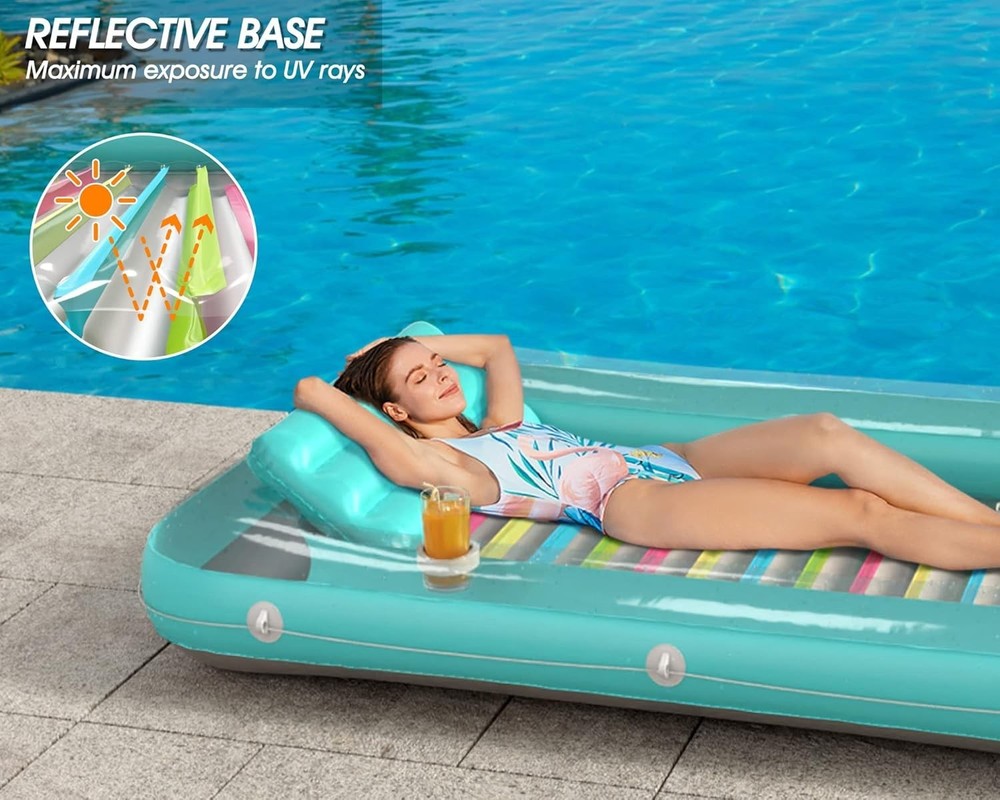 Relaxing 4-in-1 Pool Float with Removable Pillow & Reflective Base - Large Size