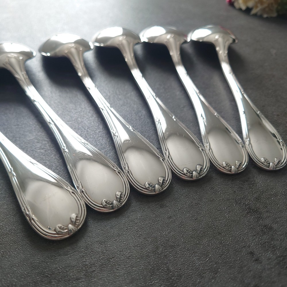 Christofle Rubans Standard Spoon 6pcs Silverplate Flatware Excellent