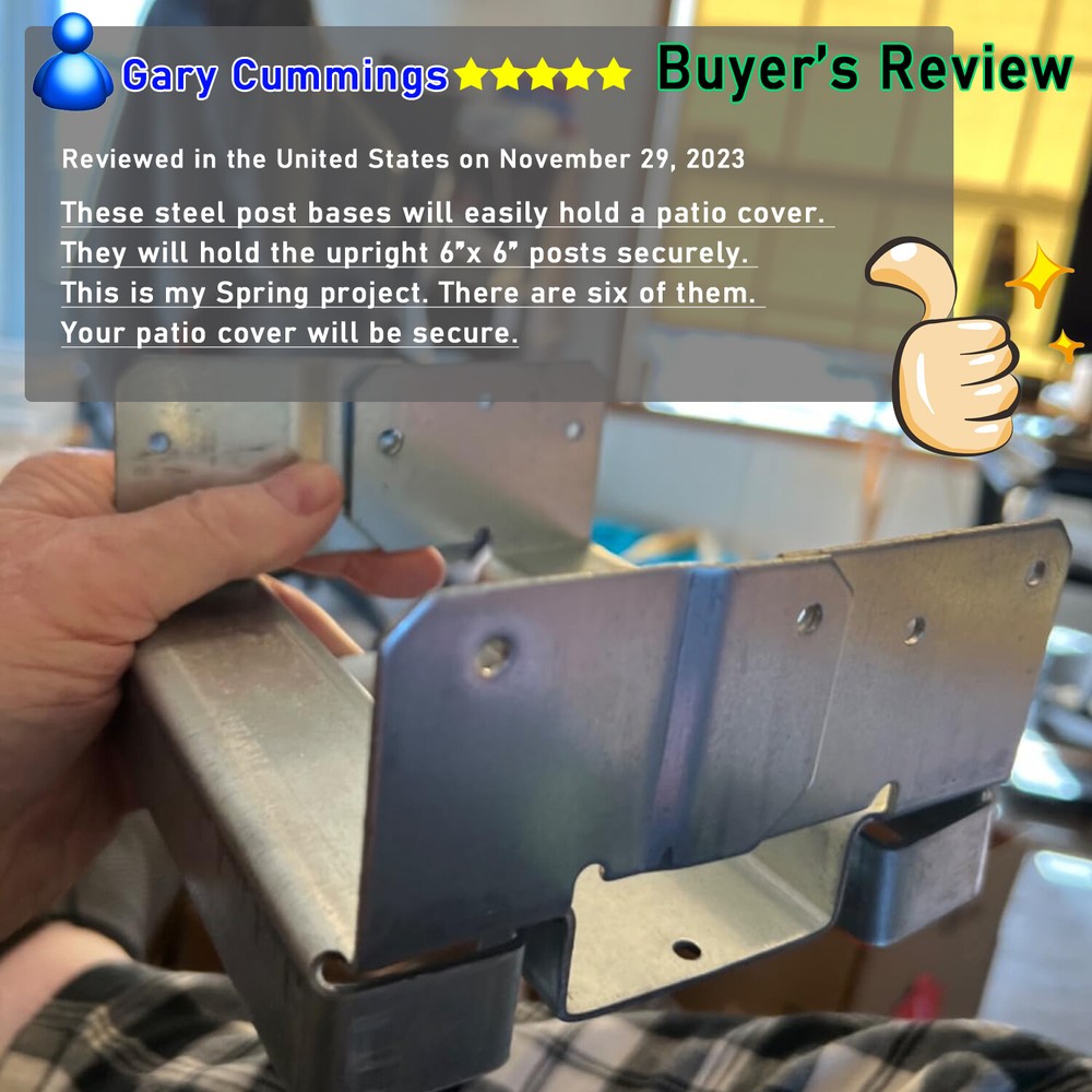 6Pcs 6x6 Concrete Deck Post Anchor Base Adjustable Metal Post Bracket Post Base