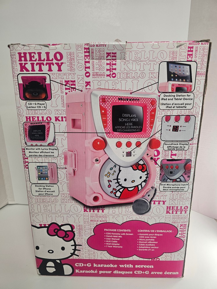 Hello Kitty CD+G Karaoke machine Microphone w Screen IPad & IPhone Connection