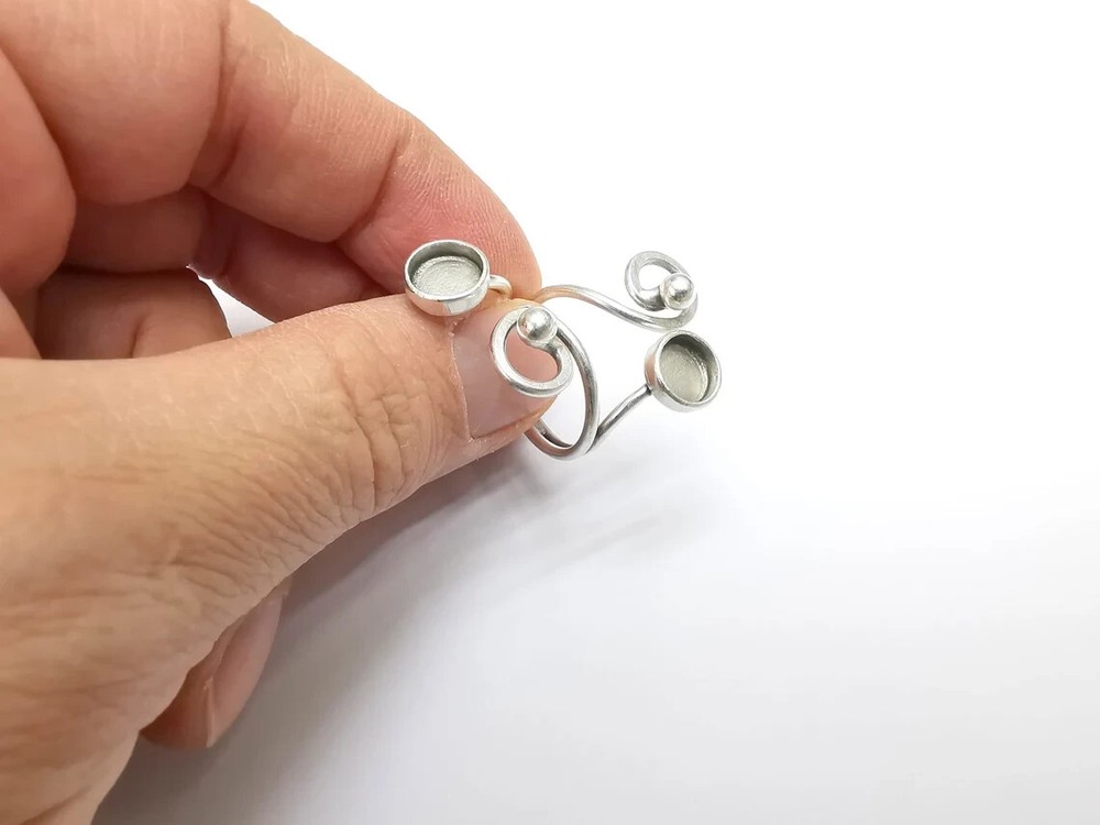 Ring Blank Setting, Cabochon Mounting, Adjustable Resin Ring Base Bezels