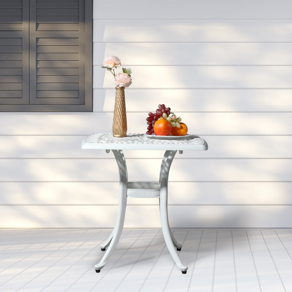 Outdoorr Cast Aluminum Square Table, End Table Side Table for Paio Backyard Pool