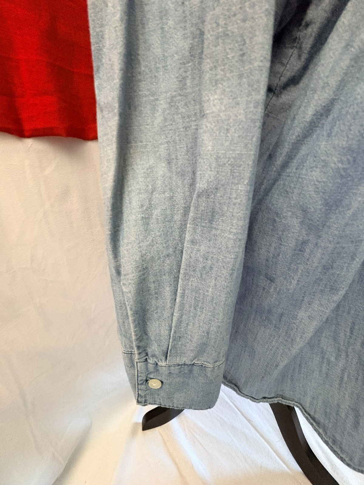 Old Navy Jean Tunic Shirt Womens Size 3X Light Blue Long Sleeve Pleats Button Up