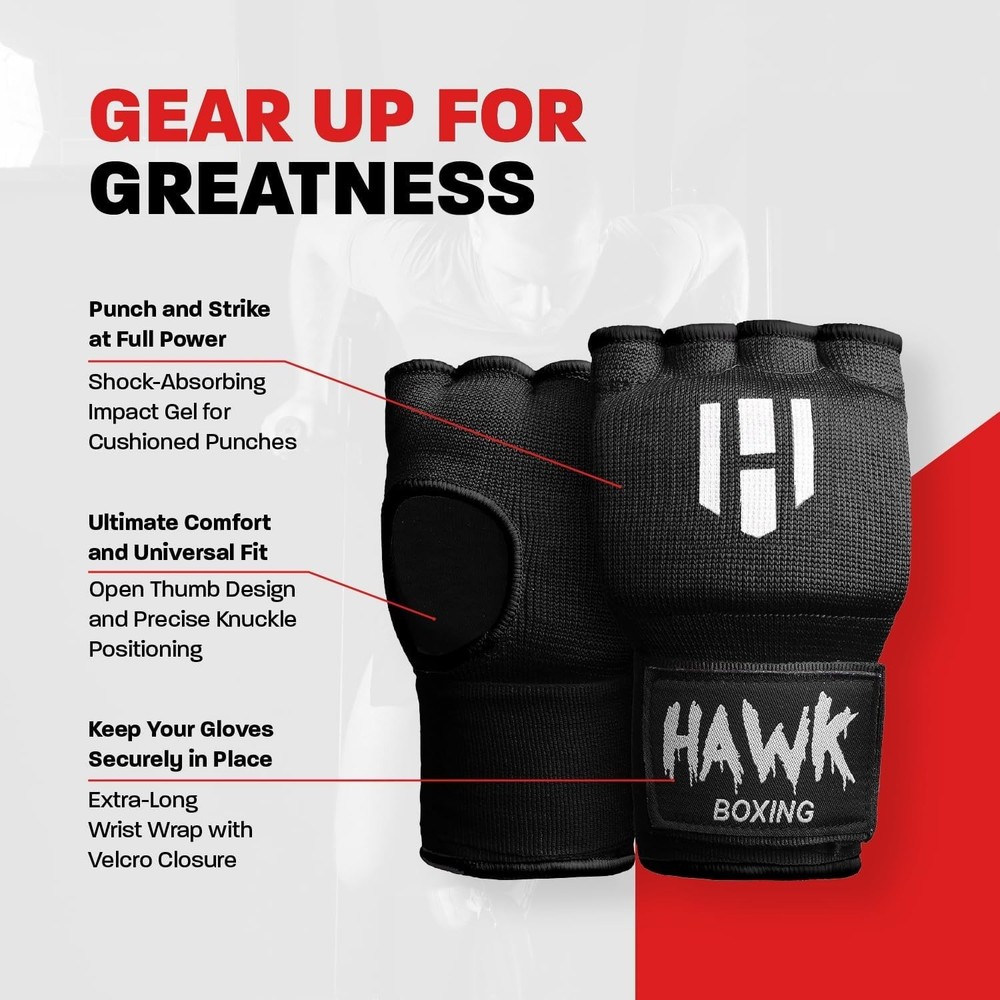 Professional Boxing Inner Gloves with Gel Padding & Quick Wraps - Small-Medium