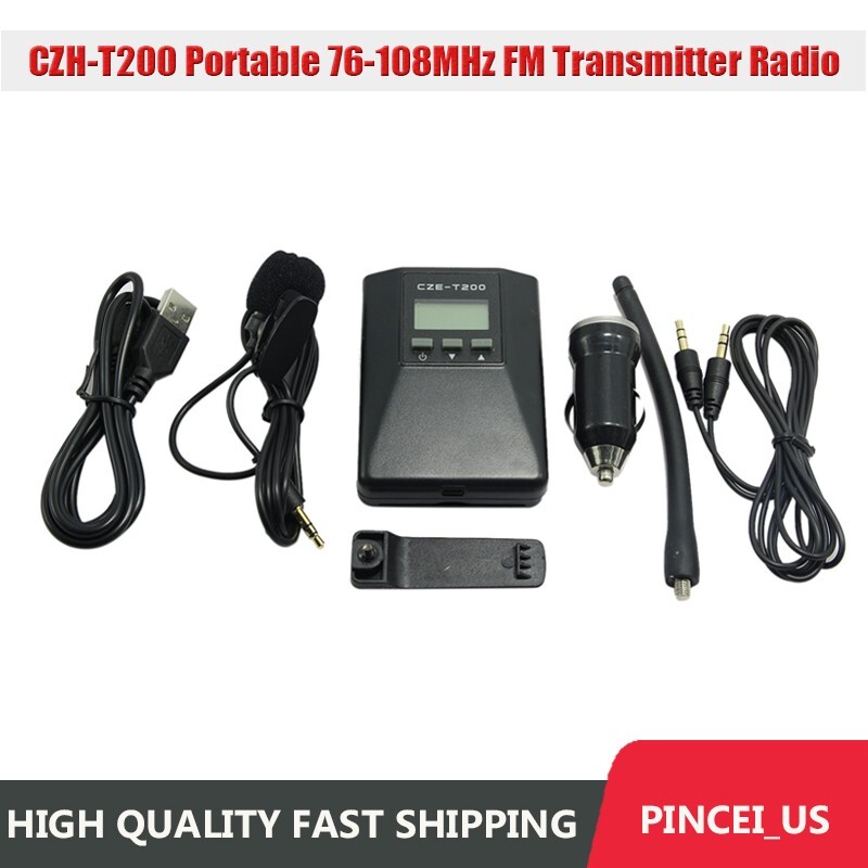 CZH-T200 Portable FM Transmitter Radio Broadcast Stereo Mono Power Adjustable