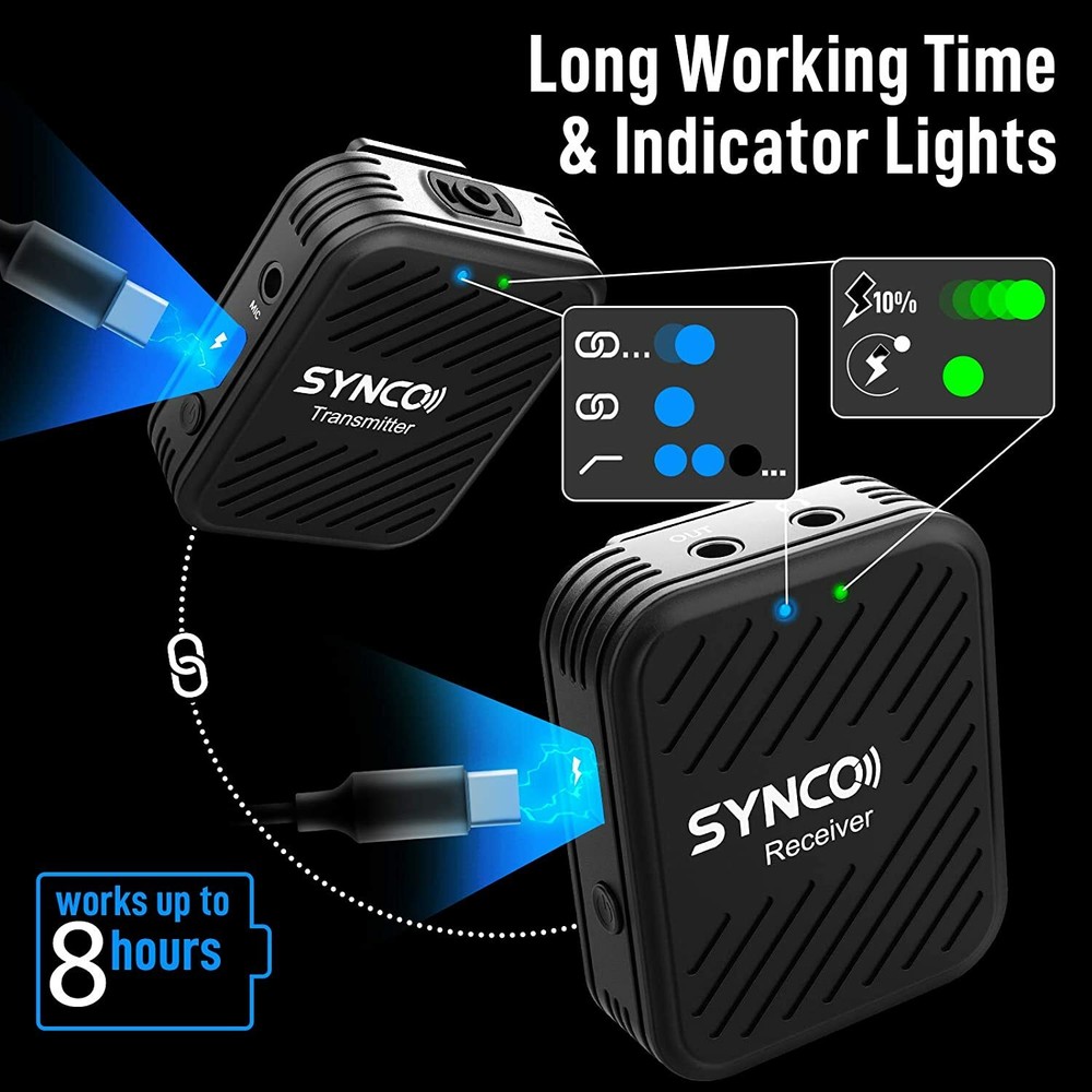 SYNCO G1(A1) Wireless Microphone System with Transmitter Receiver Kit For Camera