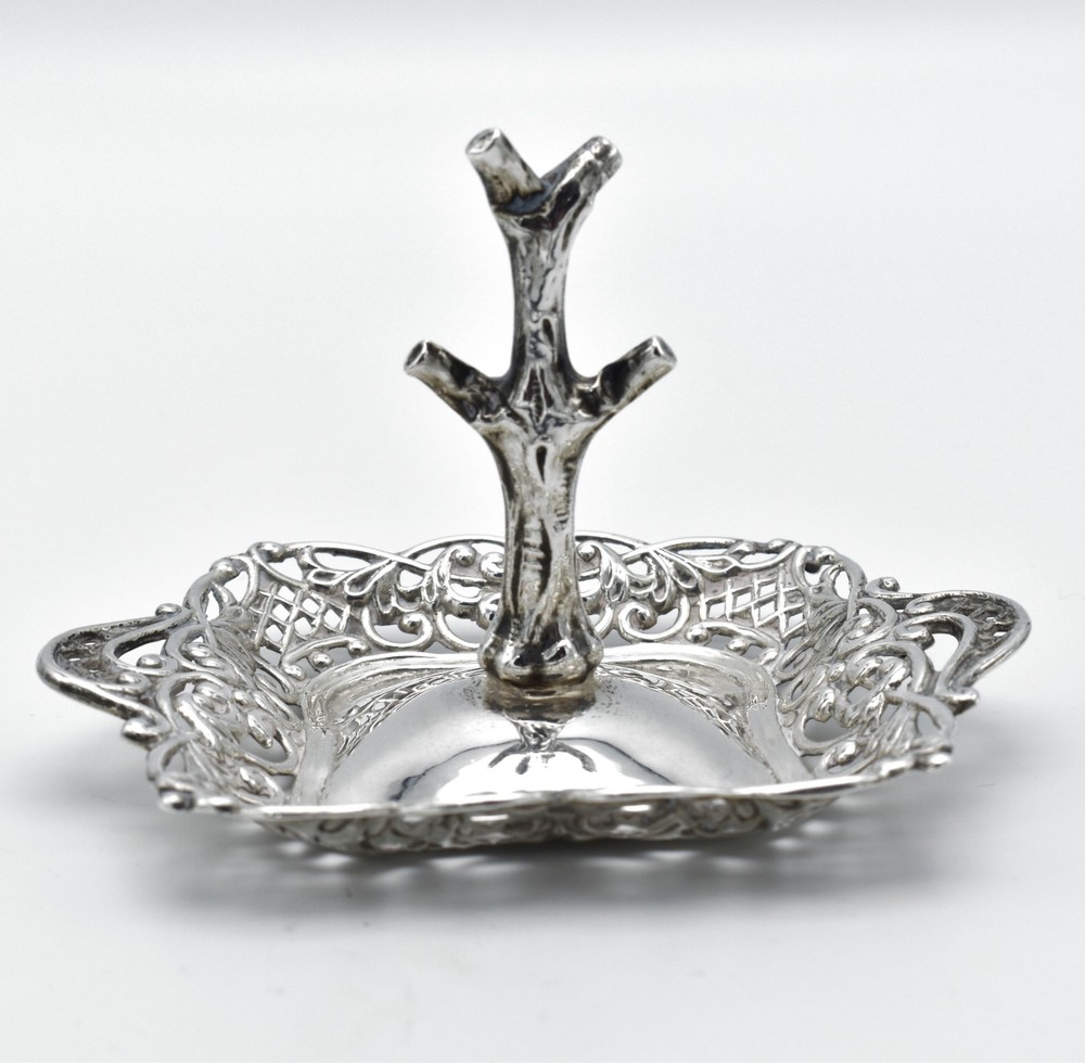 Antique Solid Silver Ring Tree Dish Edwardian 1902