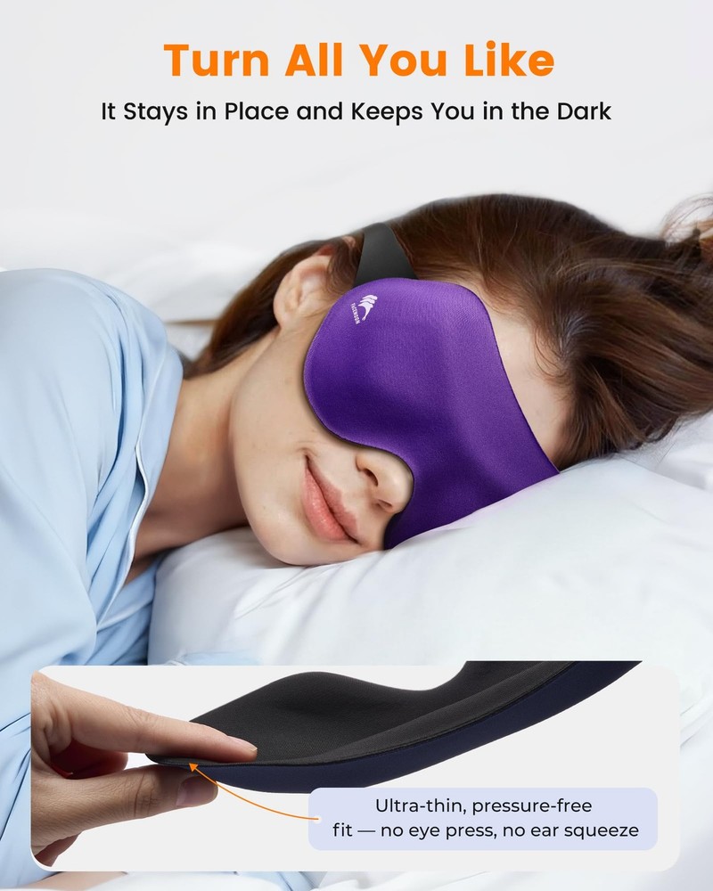 Sleep Masks for Side Sleeper Women Men 3 Pack: Patented Light Blocking