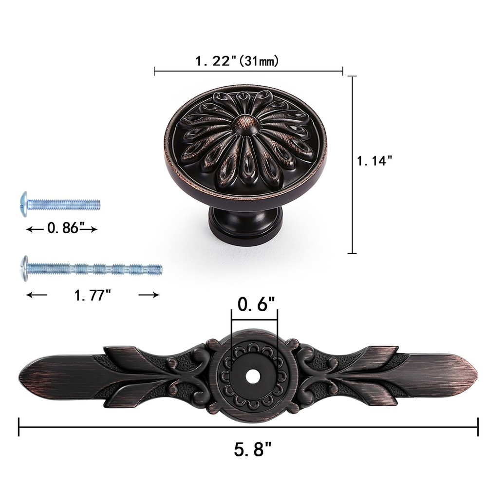 Aandxmok 10 Pack Oil Rubbed Bronze Cabinet Pulls Knobs-