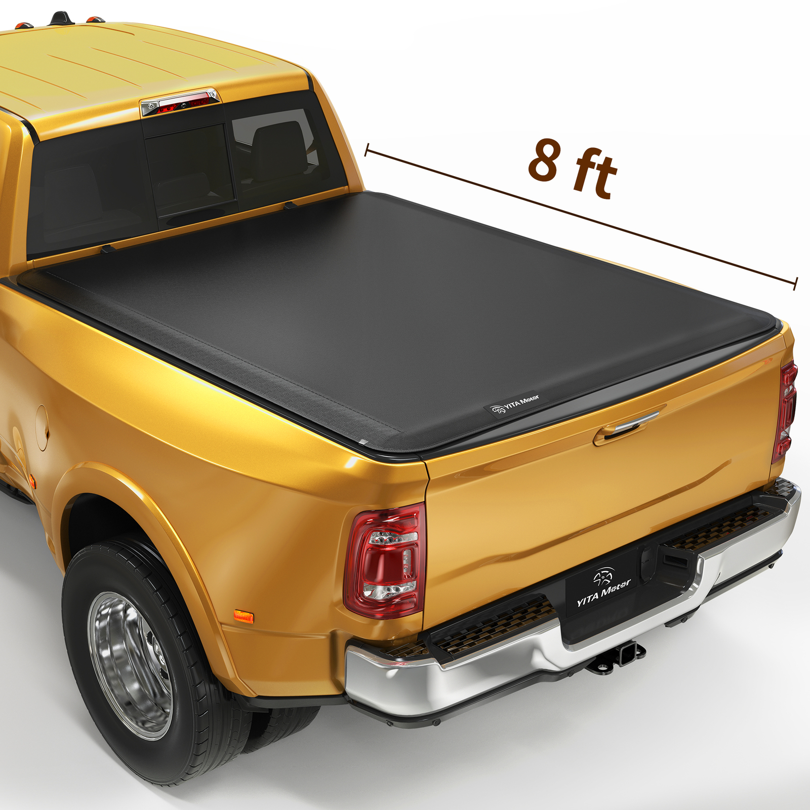 8ft 96" Bed Tonneau Cover Soft Roll Up for 02-24 Dodge Ram 1500 2500 3500 w/ Led