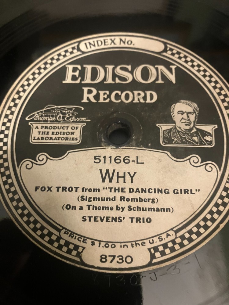 Edison Diamond Disc Record #51166 "Why" Ernest Stevens Trio