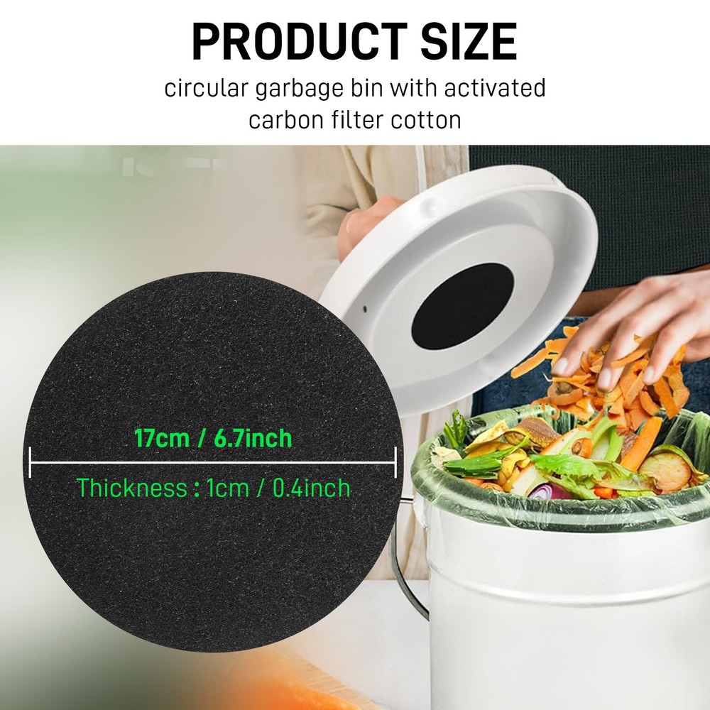 6x Charcoal Filters Compost Bin Replacement Filter Round 6.7 inch Extra Thick