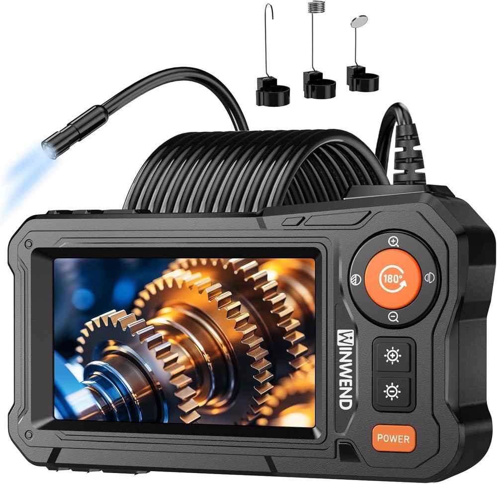 Endoscope Camera with Light - 4.3" LCD Screen Inspection Large, Black
