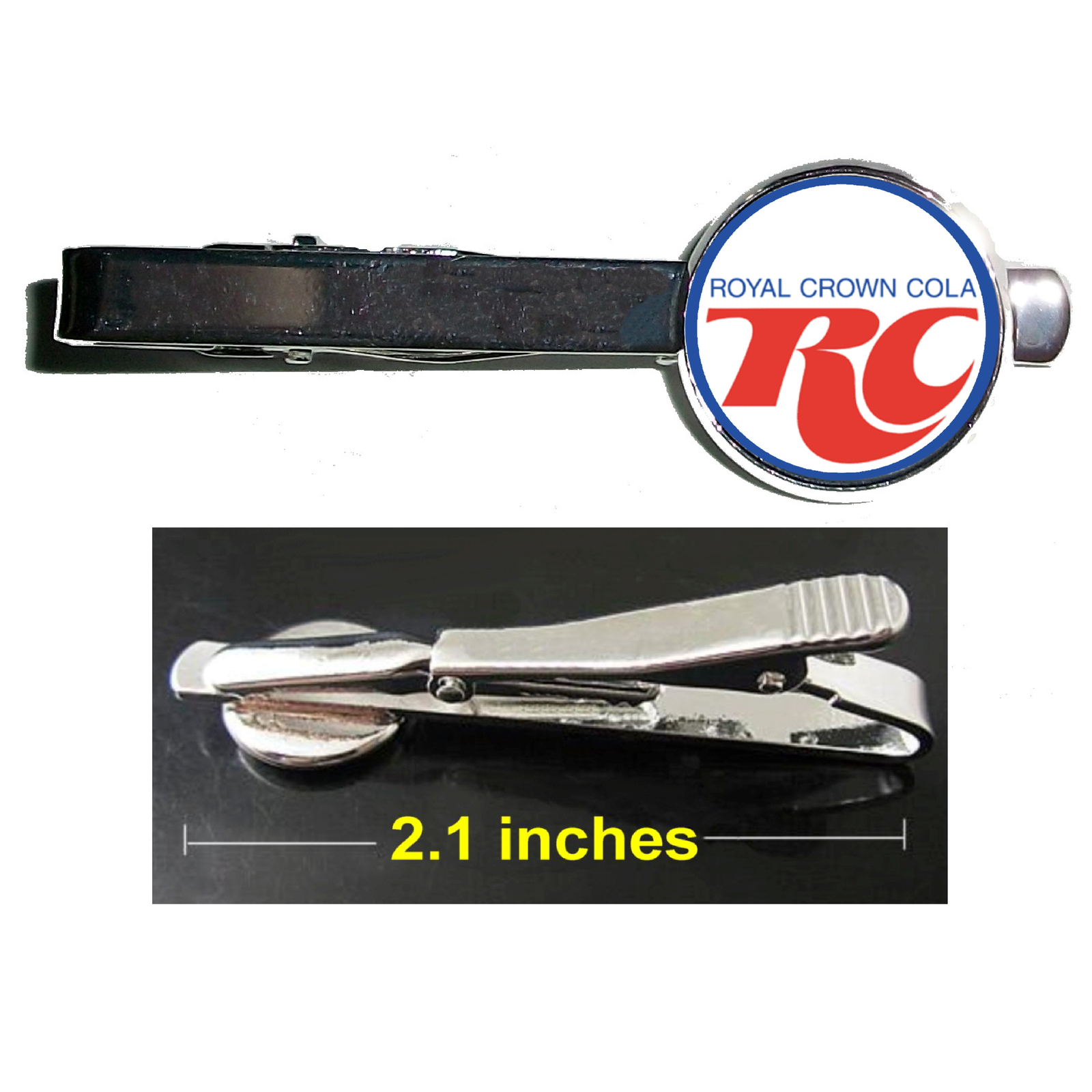 RC Cola Retro Tie Clip Clasp Bar Slide Silver Metal Shiny