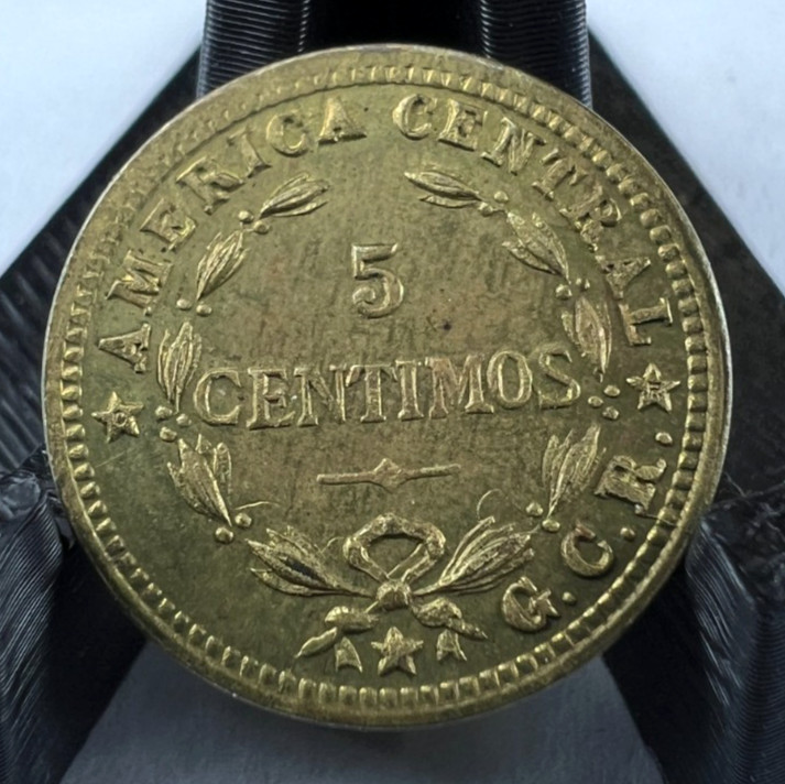 1924 Costa Rica 5 Five Centimos, AU++, KM# 151