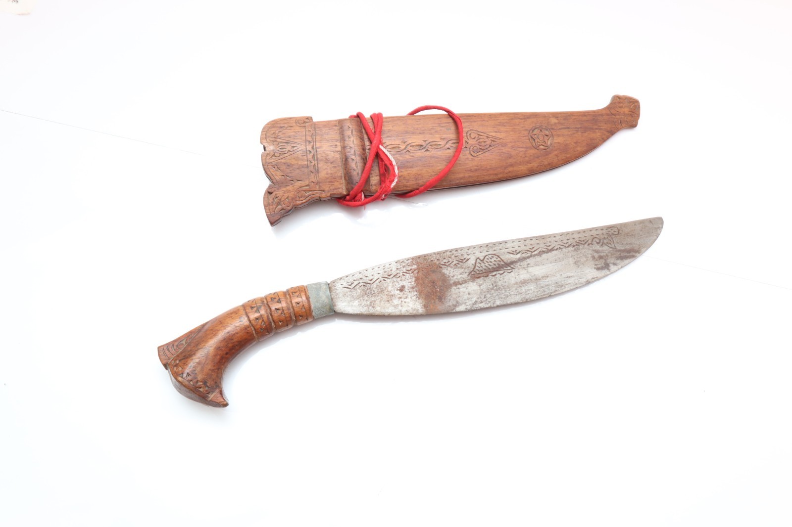 Vintage WWII Filipino Philippines Palang Bolo Knife/Sword w/Wood Sheath Antique-