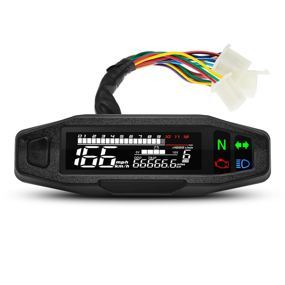 Motorcycle Gauge LCD/Digital Speedometer Odometer Tachometer With Sensor Bracket