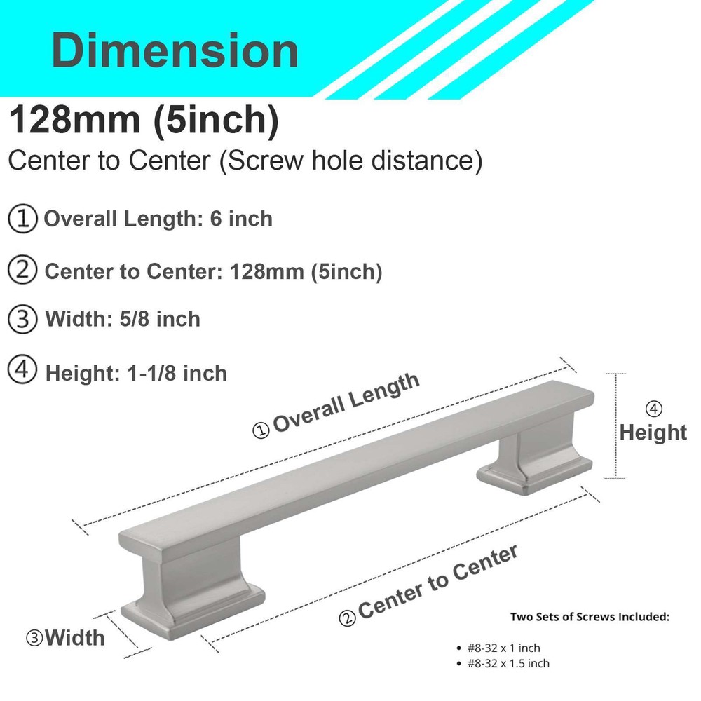 Solid Metal Brushed Nickel Cabinet Pulls Knobs Handles Kitchen Bathroom Drawers