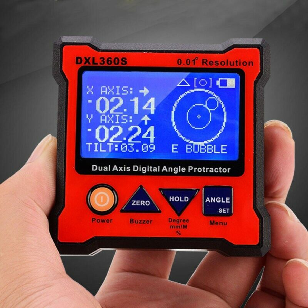 DXL360S Dual Axis Digital Angle Protractor Magnetic Finder 0.01°Resolution
