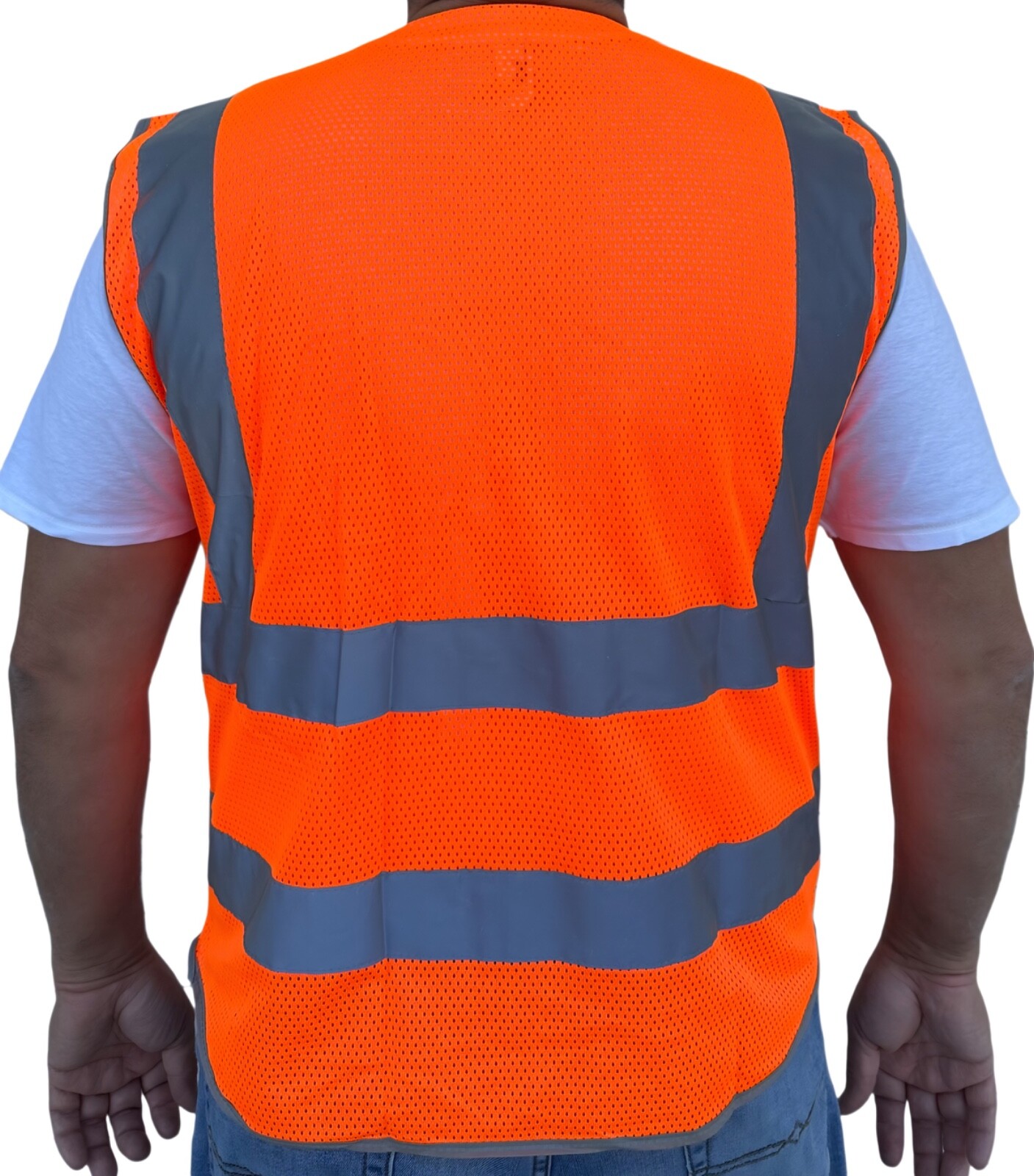 Orange Mesh High Visibility Safety Vest, ANSI/ ISEA 107-2020 With 5 Pockets
