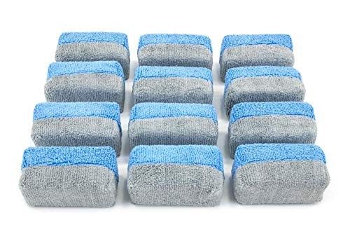 [Saver Applicator Terry] Ceramic Coating Applicator Sponge | 12 Pack Blue/Gray