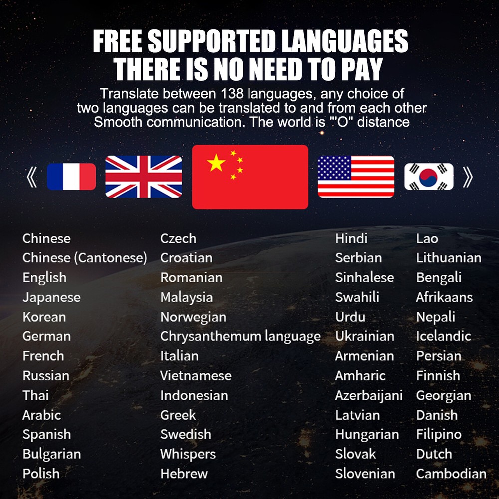 150 Language Translator Earbuds Wireless Bluetooth Two Way Translating Device