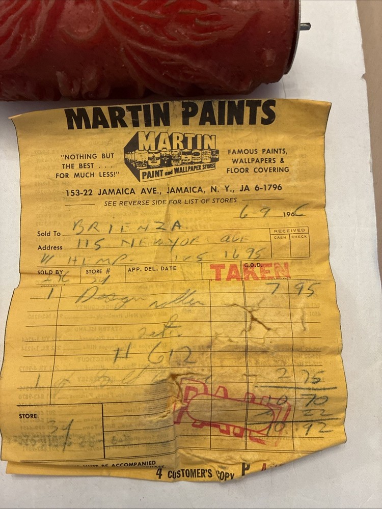 VTG Patterned Paint Roller Decorative 6“ Texture Mural Roller with Handle Italy